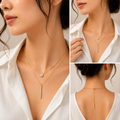 Rich London 18K Rose Gold Plated 2-in-1 Clover Heart Pendant Necklace for Women | Elegant Crystal Charm Jewellery - color: Y Chain