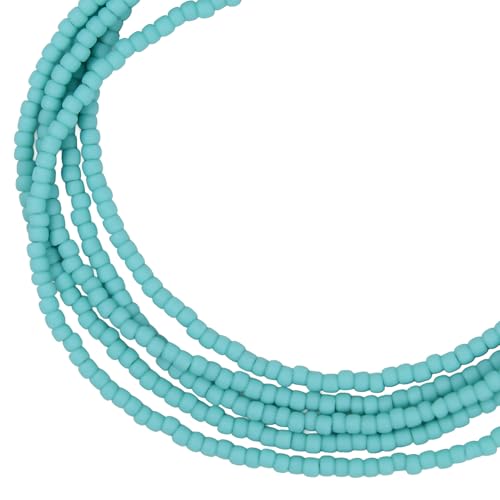 Kathy Bankston Handmade Matte Turquoise Seed Bead Necklace, Thin 1.5mm Single Strand