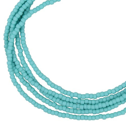 Kathy Bankston Handmade Matte Turquoise Seed Bead Necklace, Thin 1.5mm Single Strand