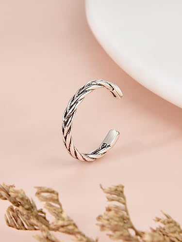925 Sterling Silver Open Cuff Toe Ring for Women Adjustable Pinky Ring Band Size 2-4… - color: Style H