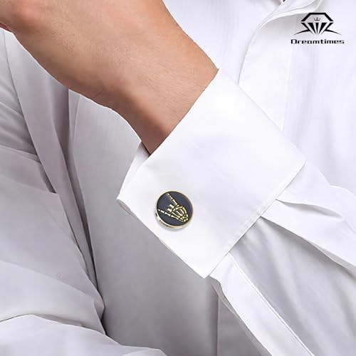Dreamtimes Rock Skull Hand Cufflinks Halloween Shirt Cufflinks Figurine Sign Language Cuff Links Rock On Hand Gesture Stainless Steel Novelty Cuff Links for Men - style: Style 2-G