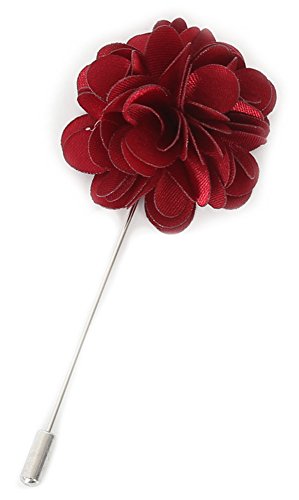 Gentleman's Essentials Premium Handmade Flower Lapel Pin Boutonniere - color: Bordeaux Wine [Camellia]