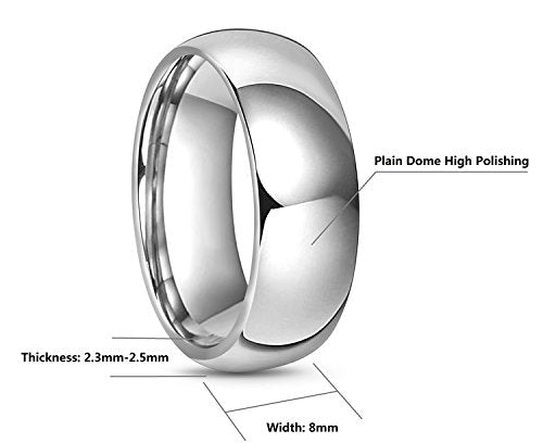 CROWNAL 2mm 4mm 6mm 8mm 10mm Tungsten Wedding Band Ring Men Women Plain Dome Polished Size Comfort Fit Size 3 To 17 - color: 8mm
