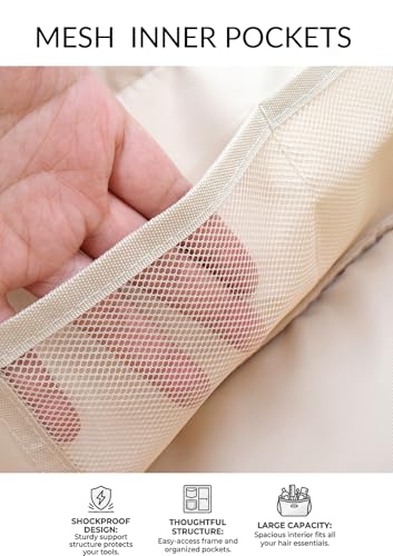 TeeYee Nylon Hair Tools Travel Bag for Dyson Airwrap Quilted Toiletry Bag | Travel Storage Bag for Shark Flexstyle/Curling Iron,Water-repellent,Wide-open,Well-structured,Heat-safe lining,001pinkbow - color: Pinkbow