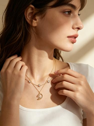 14K Gold A-Z Initial Lette Necklace Star Choker Women Necklace | Personalized Initial Jewelry, Meaningful Name Letter Gift for Women Wife Mom Friend, Perfect Present For Birthday/Anniversary - style: 14K Gold-D