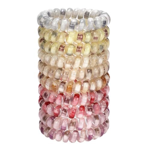 JessLab Spiral Hair Ties, 10 Pcs Traceless No-Damage Ponytail Holders, Plastic Coil Bands for Women and Girls, Color Assorted, Set 52 - color: #52