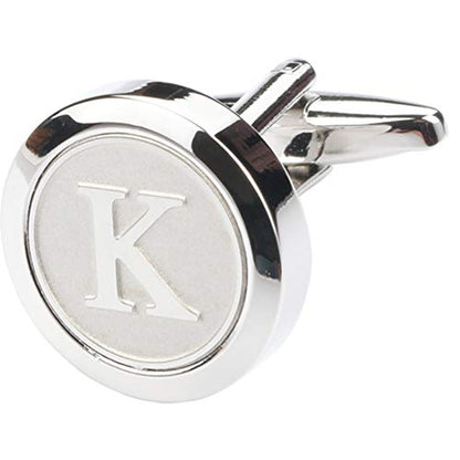 Mens Classic Stainless Steel Initial Cufflinks 26 Alphabet Initial Letter Cufflinks Business Wedding Shirts A-Z - style: K