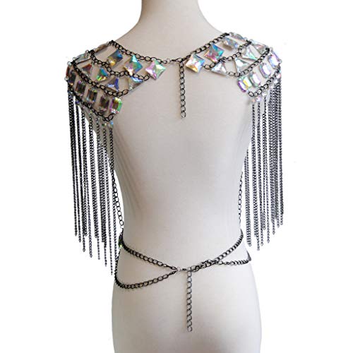 Women Sexy Jewelry Night Shop Costume Shoulder Body Chain - color: Black -Shoulder body chain
