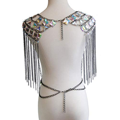 Women Sexy Jewelry Night Shop Costume Shoulder Body Chain - color: Black -Shoulder body chain