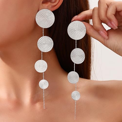 Gold Dangle Earrings for Women Long Statement Drop Boho Gold Chandelier Disc Tassel Earrings Dangle for Party Wedding Trendy Jewelry Gifts - color: J1