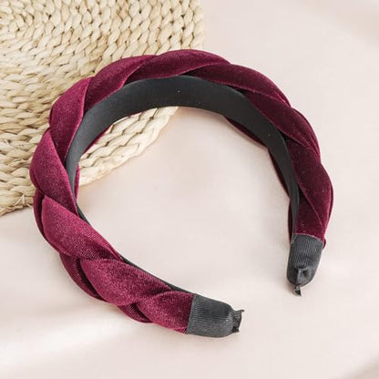 Red Velvet Braided Thick Headbands for Women | Cute Handmade Makeup Hair Band for Girls Thin Hair Skincare and Boho Spring Headband for Washing Face - color: Red Velvet Headbands