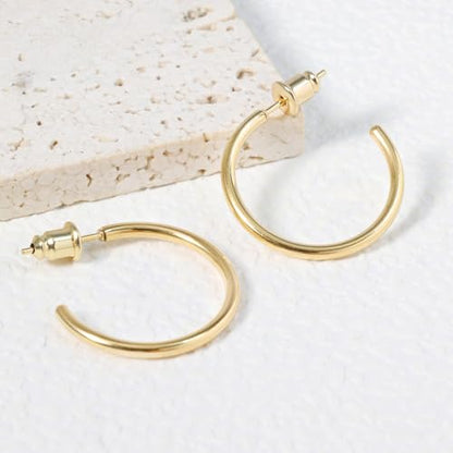Minimalist Hoops for Women - 14K Gold Open Huggie Hoop Earrings, Hypoallergenic Tiny Hoops in Gold and Silver (Set of 1-5 Pairs) - color: 14K Gold - 20mm (1 Pairs)