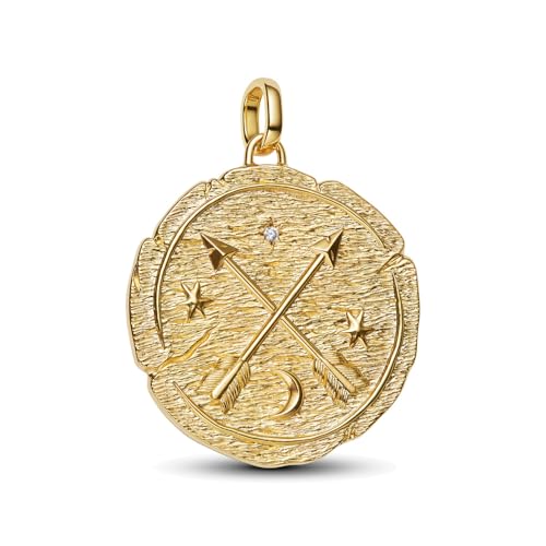 925 Sterling Silver Dangle Charm Fit Women Bracelet And Necklaces Jewelry | Medallion Pendants Beads Jewelry Charms for Women Fashion Gift Family Friends Mother's Day - color: Crossing Arrows Oversized Medallion Charm 1192