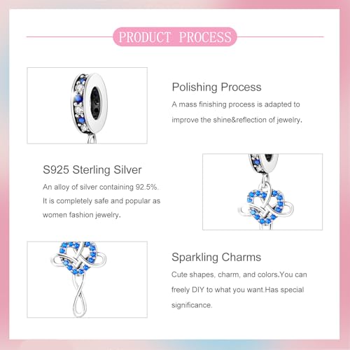 S925 Sterling Silver Cute Bead Charm for Pandora Bracelets and Necklaces | Lucky Clover Cute Animal Pink Bow Cherry Butterfly Pendant Bead Charms Jewelry Making Gifts for Women Valentines Mother's Day - style: Celtic Knot Dangle Charm