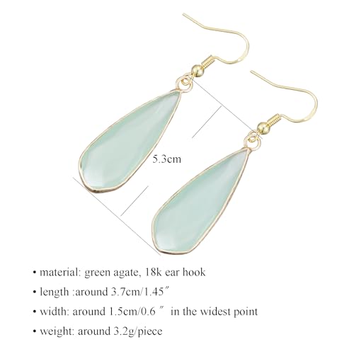 Boho Multiple Style Natural Stone Earrings for Women Unique Healing Gemstone Energy Hypoallergenic Lightweight Dangle Drop Earrings Multiple Styles Earrings Jewelry for Birthday Party Gift - style: Green Agate