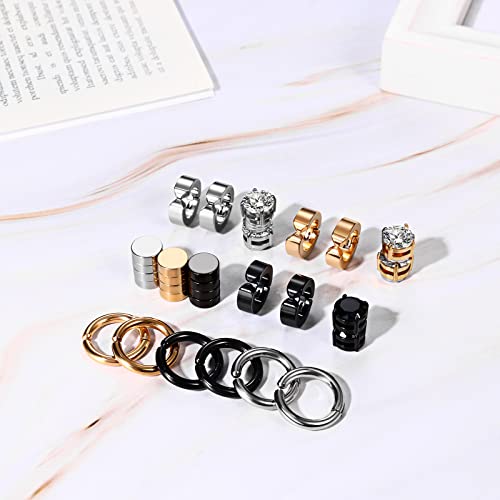 Aroncent Stainless Steel Hoop Earrings: 3-8 Pairs Men Small Hoop Huggie Hinged Earrings Set for Men Women 4mm Valentine Day Gifts - color: Magnetic-Hoop