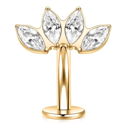 G23 Titanium Belly Jewelry 14G Flat Bottom Floating Belly Button Rings Curved Belly Barbell Navel Ring Belly Piercing 8/10/12/14mm Navel Rings Belly Piercings Jewelry for Women - color: Style4:Gold,4 Horse Eye CZ