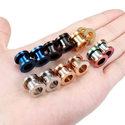 Vsnnsns 14G 12G 8G 6G 4G 2G 0G 00G Stainless Steel Ear Tunnels Screw Fit Ear Plugs Tunnels Gauges Set 1.6MM 2MM 3MM 4MM 5MM 6MM 8MM 10MM - color: 0G-8.0mm