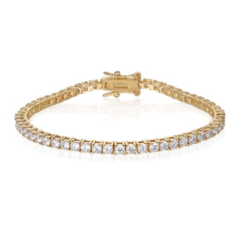 Gemsme 2.5mm Tennis Bracelet, 2.5mm Thin 18K White Gold Plated Cubic Zirconia Tennis Bracelet for Women - color: Gold Plated, size: 2.5mm 7.25 inch