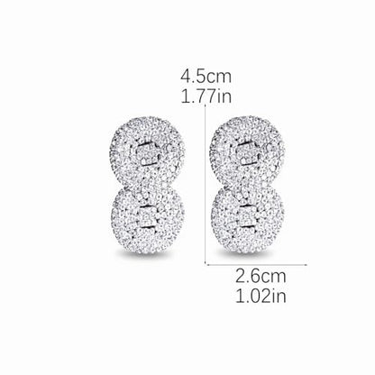 Rhinestone Earrings Dangling for Women Sparkly Silver Dangle Earrings Girls Long Chandelier Earrings Tassel Lightweight Ear Studs Cubic Zirconia (KE001S-W) - color: Double Circle BXE009S