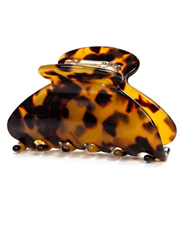 Handmade Celluloid Acetate French Design Barrettes Tortoise Shell Claws Hair Claw Luxury Fashion Accessories Hair Clip for Women (Dark) - color: Dark