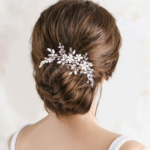 Bride Wedding Hair Comb, Pearl Flower Hair Piece Accessories | Wedding Party Decorative, Hair Ornament for Women, Valentine's Day gift, birthday gift, will not fade, daily matching