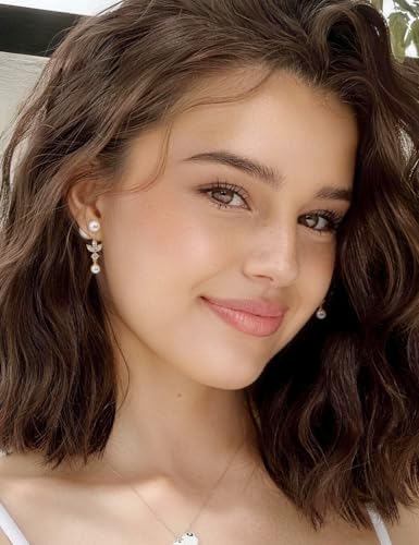 Big Pearl Drop Earrings for Women - 14K Real Gold Plated Quality Dangles for Elevated Casual or Elegant Gift - color: Jasmine