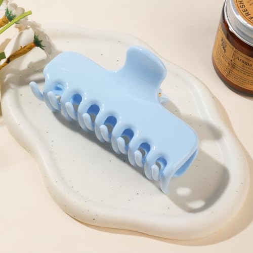 Ivyu 4-Inch Large Rounded Rectangle Hair Claw Clip for Women, Strong Hold | Smooth rounded teeth and a strong spring provide a secure hold for full updos on fine to medium hair. - color: Light blue