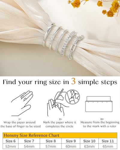 Honsny Stackable Gold Rings for Women Non Tarnish Engagement Wedding Bands | 18K Gold Plated, Cubic Zirconia Stacking Rings, Thumb Ring Set, Thin Eternity Promise Wedding Bands, Size 6 7 8 9 10 11 - color: Silver 2