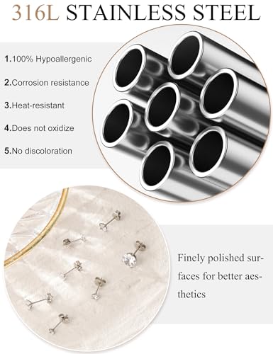 5 Pairs Huggie Hoop Earrings, Cubic Zirconia 14K Gold-Plated 316L Surgical Steel, Hypoallergenic Lightweight Design for Women & Men Cartilage & Multi-Piercing Stacking(13-21mm) - color: N+silvery