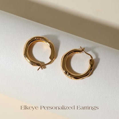 Golden Hoop Earrings For Women The Twisted Close-Fitting Hoop Shape Is Crafted With Gold-Plated Material And S925 Silver Pins Light Luxury Elegant Unique And Minimalist Style - color: GEE4021-Gold