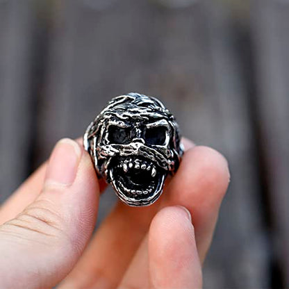 2023 Skull Ring Cool Evil Death Punk Rock Stainless Steel Rings Aly Style Jewelry - style: R1066