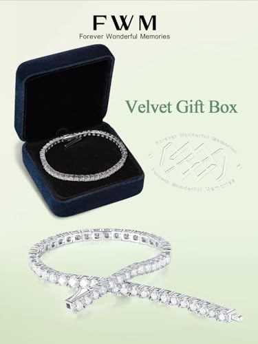 D Color VVS1 Clarity Moissanite and Genuine Sapphire/Emerald/Ruby Tennis Bracelets for Women 2.22ct-10.45ct, Solid 925 Sterling Silver, Anniversary Wedding Valentines Jewelry for Her, Length 5.9-7.5 Inch(15-19cm) - color: Moissanite (4.7 - 5.9 Carat), siz