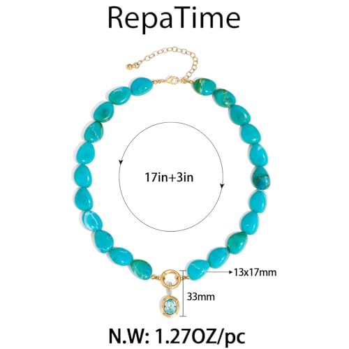 Chunky Colorful Bead Necklace Summer Fashion Statement Boho Beaded Chunky Necklace for Women Adjustable Length Lightweight Cool Suitable for Beach Vacation Daily Wear & Summer Parties - color: Turquoise-A