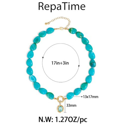 Chunky Colorful Bead Necklace Summer Fashion Statement Boho Beaded Chunky Necklace for Women Adjustable Length Lightweight Cool Suitable for Beach Vacation Daily Wear & Summer Parties - color: Turquoise-A