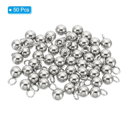 PATIKIL 50pcs Steel Bead Charm, Stainless Steel Ball Bracelet Charm Pendants Metal Round Beads Small Bulk for Jewelry Making - color: Silver Tone, size: 4mm