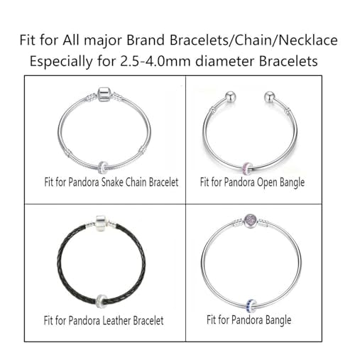 Clip Stopper Charms Sterling Silver Rondelle Spacer Bead Charm Stopper Charm for Pandora Charm Bracelets - color: Colorful (4 pcs )