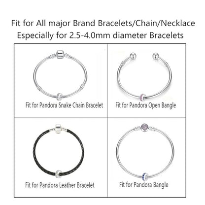 Clip Stopper Charms Sterling Silver Rondelle Spacer Bead Charm Stopper Charm for Pandora Charm Bracelets - color: Colorful (1pcs）