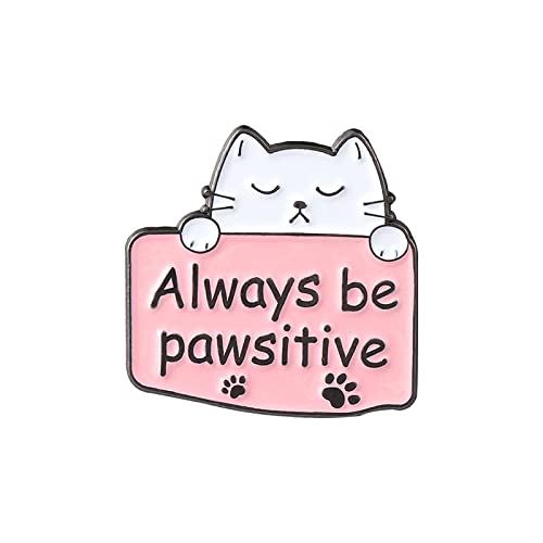 2pc Stay Pawsitive Always Be Pawsitive Enamel Lapel Pin Set Cute Cat Dog brooch metal badge Cartoon Animal Jewelry Accessory
