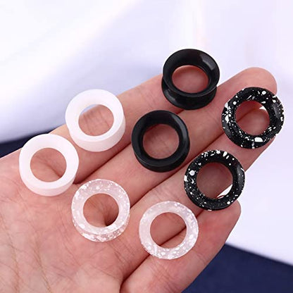 OUFER 8PCS Silicone Ear Gauges Flexible Ear Tunnels Plugs Stretchers Expander Double Flared Flesh Ear Piercing Jewelry for Women Men - color: 1/2"(12.7mm)