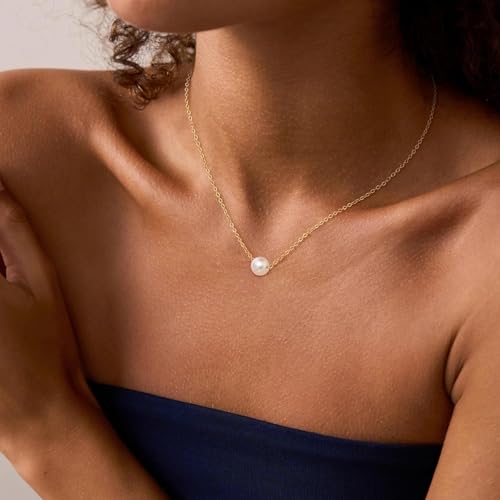 Dainty Pearl Necklace for Women Gold Plated Bridal Wedding Jewelry Trendy Cute Lariat Pearl Pendant Drop Charm Choker Stackable Necklace Gift for Women Mom Sister Daughter - color: B.2 pearls