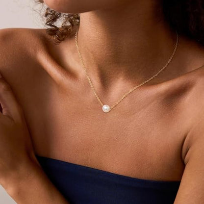 Dainty Pearl Necklace for Women Gold Plated Bridal Wedding Jewelry Trendy Cute Lariat Pearl Pendant Drop Charm Choker Stackable Necklace Gift for Women Mom Sister Daughter - color: B.2 pearls