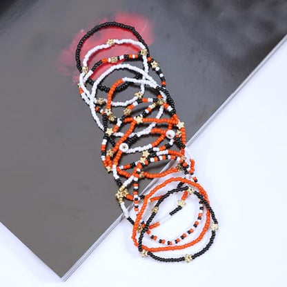 Ardorchid Halloween Bracelets for Women Pumpkin Ghost Steleton Bat Skull Beaded Stackable Stretchy Bracelet Rugby Thanksgiving Christmas Heishi Bracelets - color: Halloween Bracelet -7