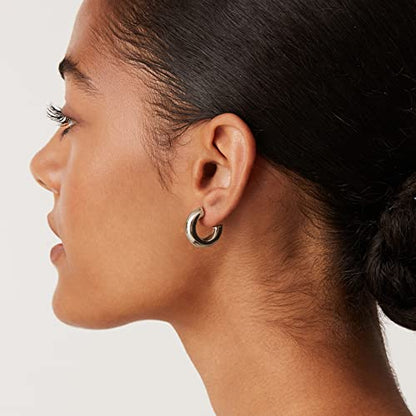 PAVOI Chunky Gold Hoop Earrings for Women, Lightweight 14K Gold Plated | Gold Hoops, Gold Plated Earrings, Womens Earrings, 14K Gold Hoop Earrings - color: White Gold, size: 20 MM