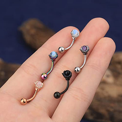 OUFER Rook Earrings Dragon Claw Eyebrow Rings 316L Surgical Steel 16G Curved Barbell Rook Daith Piercing Jewelry - color: Amethyst
