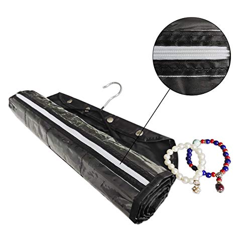 BB Brotrade Hanging Jewelry Organizer with Oxford Double Side 80 Zippered Storage Pocket (black) - color: Black-1