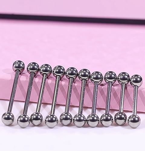 16G 14G 12G Nipple Piercings Tongue Rings Externally/Internally Threaded Hypoallergenic 316L Surgical Steel Nipple Tongue Barbell Piercing Jewelry for Women Men 12mm 14mm 16mm 19mm 22mm - color: 14G/Externally Threaded/12mm-22mm Bars/5mm Balls