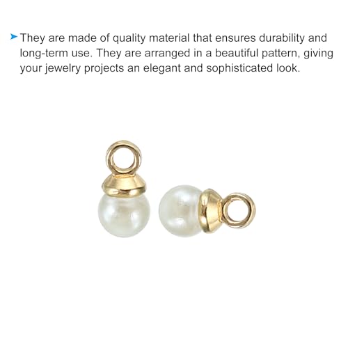 PATIKIL Pearl Charm, 100pcs Pearl Beads Faux Pearl Pendant Charm DIY for Jewelry Making Bracelets Earrings Necklace Crafts - color: Golden Beige, size: 4mm