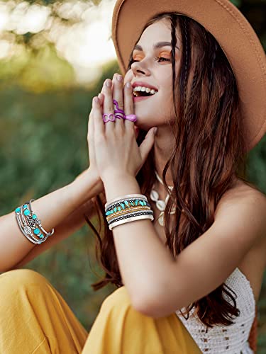 Inbagi 3 Pcs Bohemian Bracelet for Women Cowboy Chic Faux Leather Cuff Bracelet Multi Layer Western Jewelry Crystal Wristbands (Cool) - style: Cool