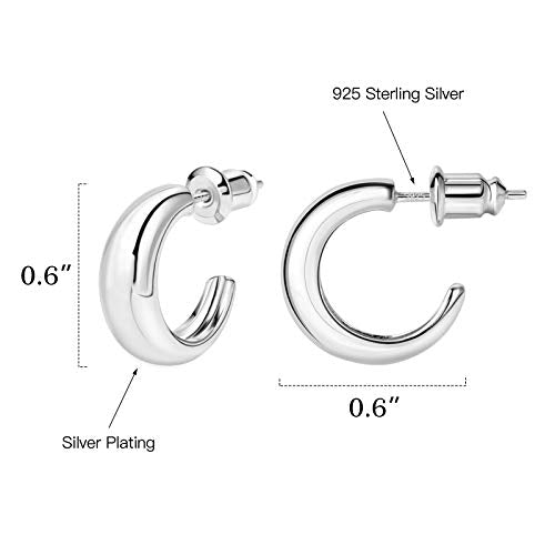 14K Gold Small Hoop Earrings Silver Post Open Hoops Earrings for Women | Hypoallergenic - color: A-Silver